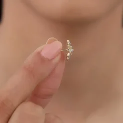 Gold Elegant Starbust Lab Grown Diamond Earrings