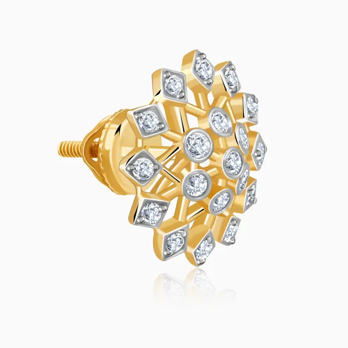 Gold Elegant Starbust Lab Grown Diamond Earrings