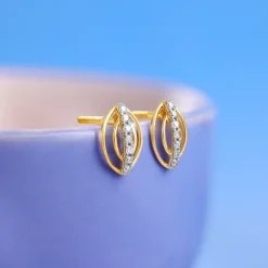 Gold Ellipse Glow Lab Grown Diamond Earrings
