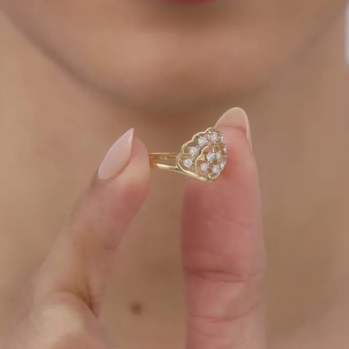 Gold Fanfare Diamond Ring