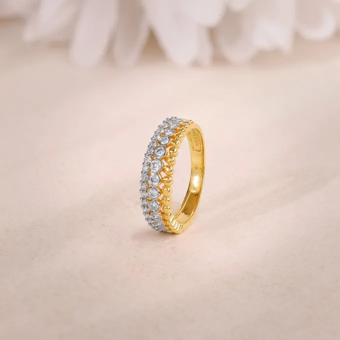 Gold Faux Stack Bezel Lab Grown Diamond Ring
