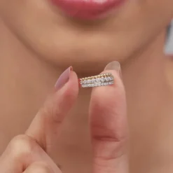 Gold Faux Stack Bezel Lab Grown Diamond Ring