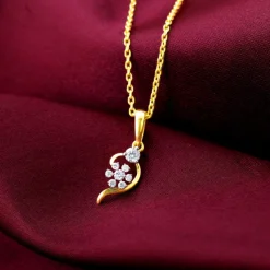 Gold Feathery Elegance Diamond Pendant