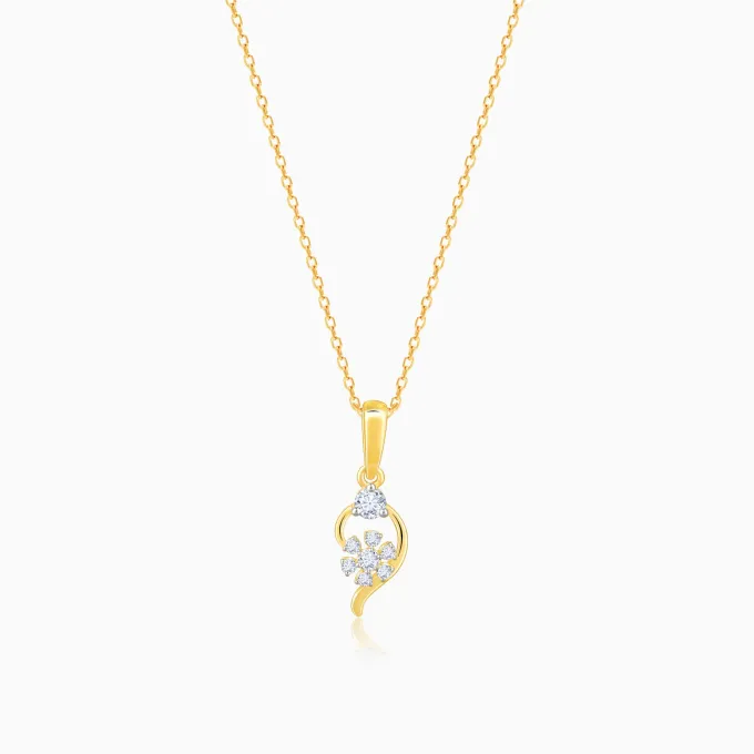 Gold Feathery Elegance Diamond Pendant