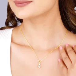 Gold Feathery Elegance Diamond Pendant