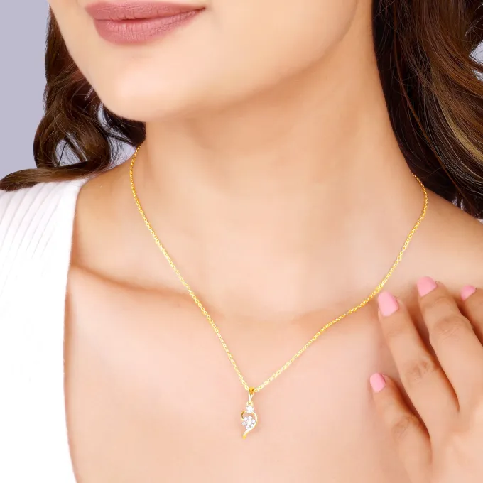 Gold Feathery Elegance Diamond Pendant