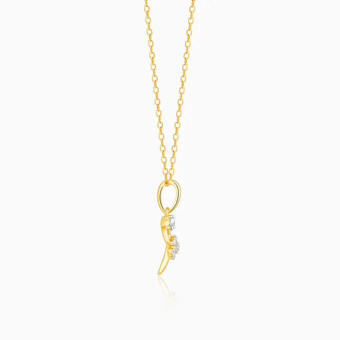 Gold Feathery Elegance Diamond Pendant