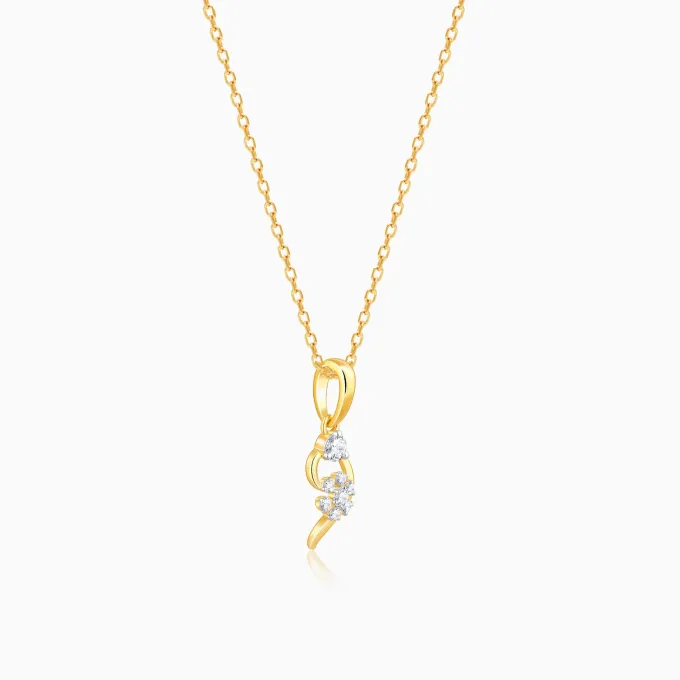 Gold Feathery Elegance Diamond Pendant