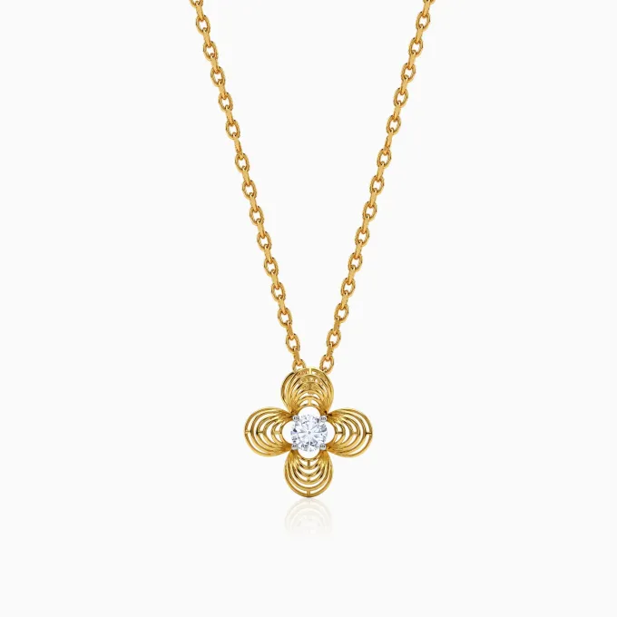 Gold Fleur Halo Lab Grown Diamond Pendant