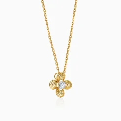 Gold Fleur Halo Lab Grown Diamond Pendant