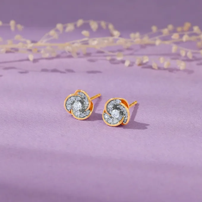 Gold Flora Diamond Earrings