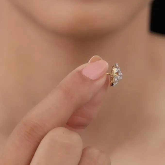 Gold Floral Aroha Lab Grown Diamond Studs