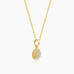 Gold Floral Aura Lab Grown Diamond Pendant