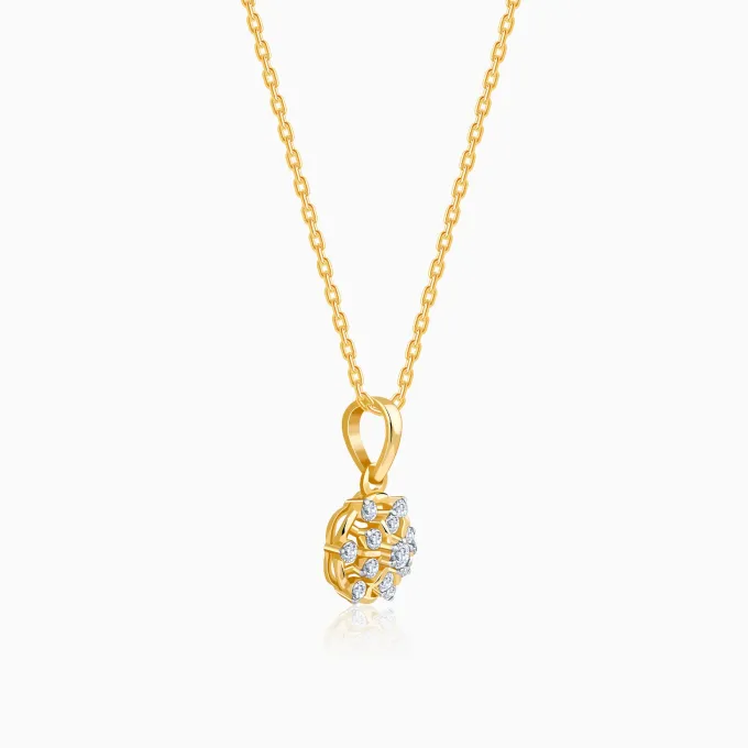 Gold Floral Aura Lab Grown Diamond Pendant