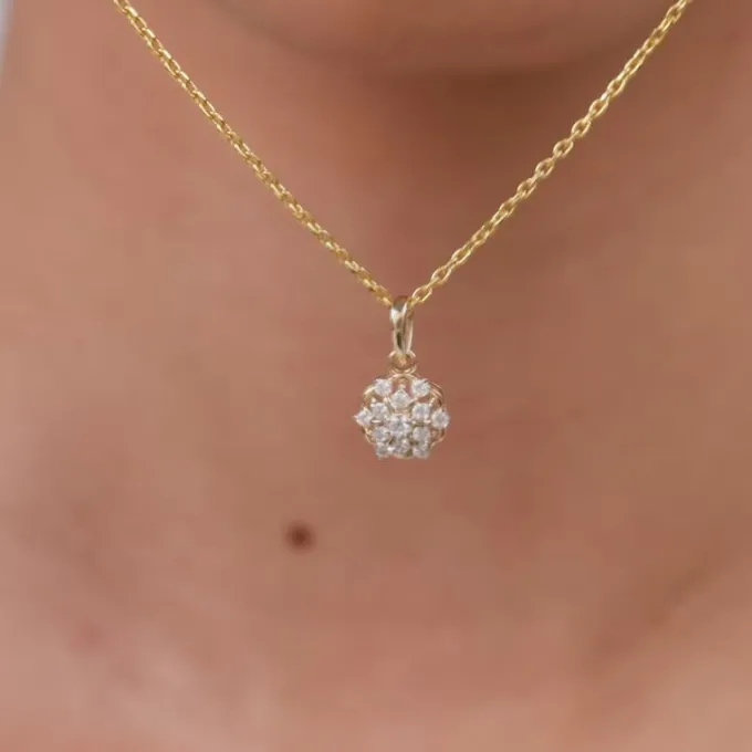 Gold Floral Aura Lab Grown Diamond Pendant
