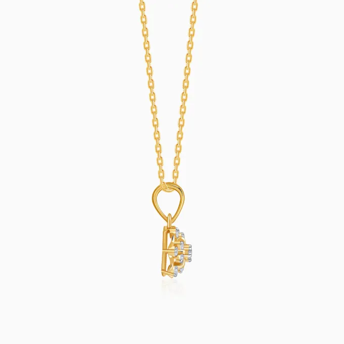 Gold Floral Aura Lab Grown Diamond Pendant