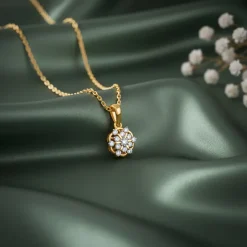 Gold Floral Aura Lab Grown Diamond Pendant