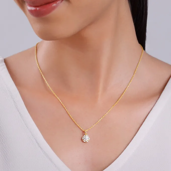 Gold Floral Aura Lab Grown Diamond Pendant