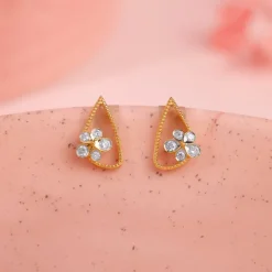 Gold Floral Bloom Lab Grown Diamond Earrings