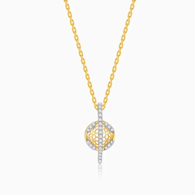 Gold Floral Charm Lab Grown Diamond Pendant