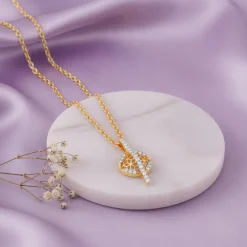 Gold Floral Charm Lab Grown Diamond Pendant
