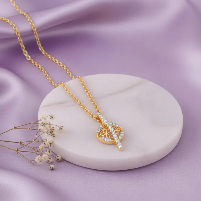 Gold Floral Charm Lab Grown Diamond Pendant