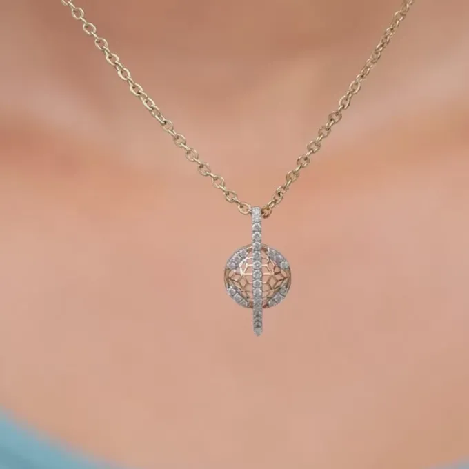 Gold Floral Charm Lab Grown Diamond Pendant