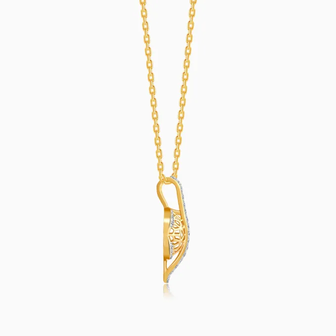 Gold Floral Charm Lab Grown Diamond Pendant