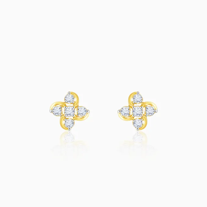 Gold Floral Dream Diamond Earrings