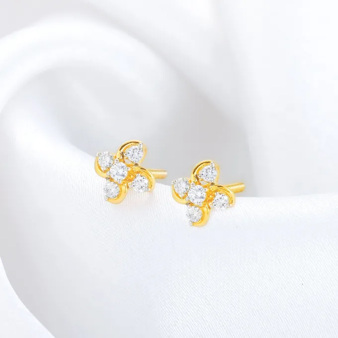Gold Floral Dream Diamond Earrings