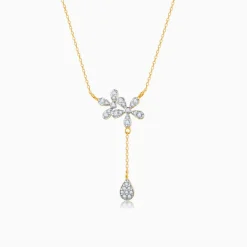 Gold Floral Drop Lab Grown Diamond Necklace