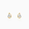Gold Floral Shell Lab Grown Diamond Earrings