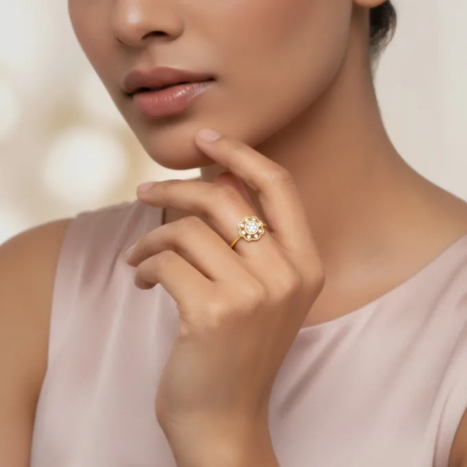 Gold Florette Lab Grown Diamond Ring