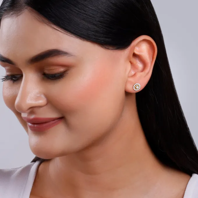 Gold Flower Power Lab Grown Diamond Stud Earrings