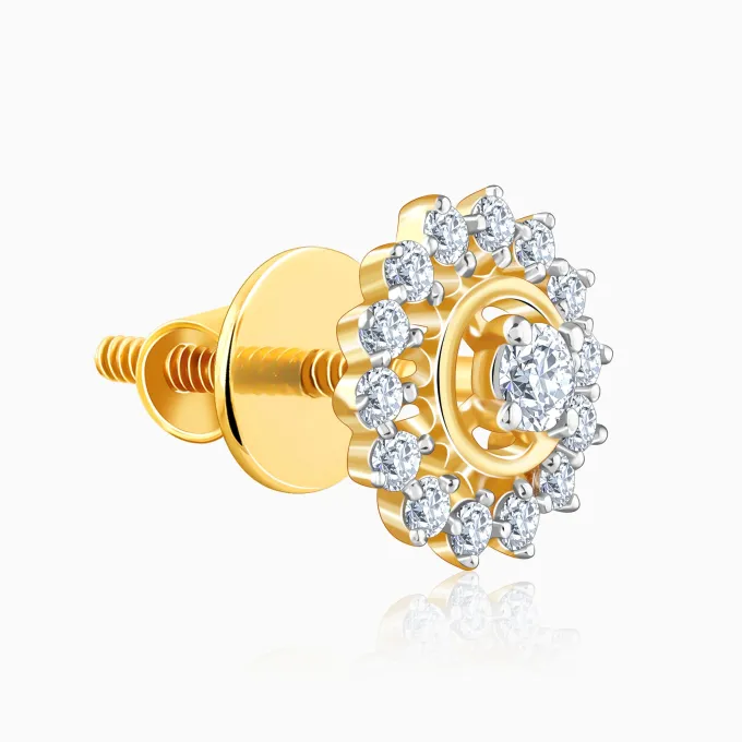 Gold Flower Power Lab Grown Diamond Stud Earrings