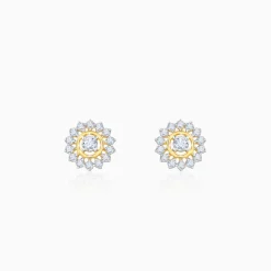 Gold Flower Power Lab Grown Diamond Stud Earrings