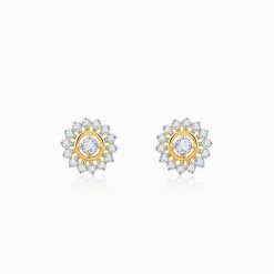 Gold Flower Power Lab Grown Diamond Stud Earrings