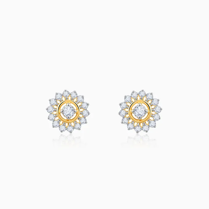 Gold Flower Power Lab Grown Diamond Stud Earrings