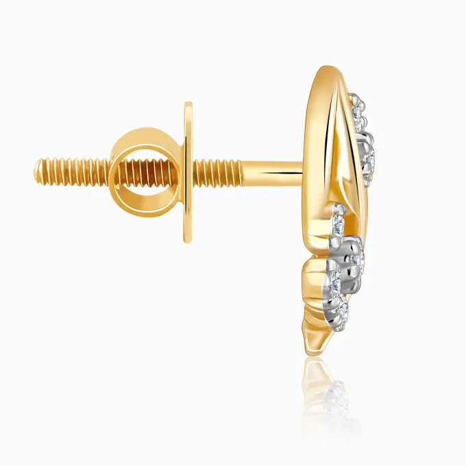 Gold Flower Wave Lab Grown Diamond Earrings