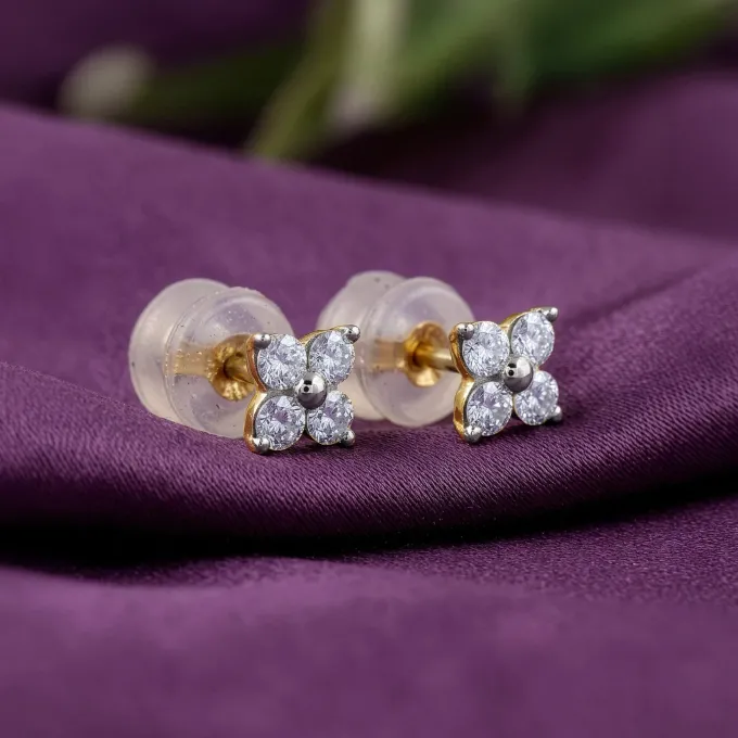 Gold Fresh Bloom Lab Grown Diamond Earrings