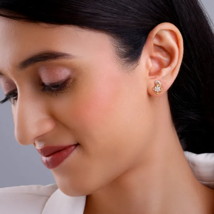 Gold Frostshell Lab Grown Diamond Earrings