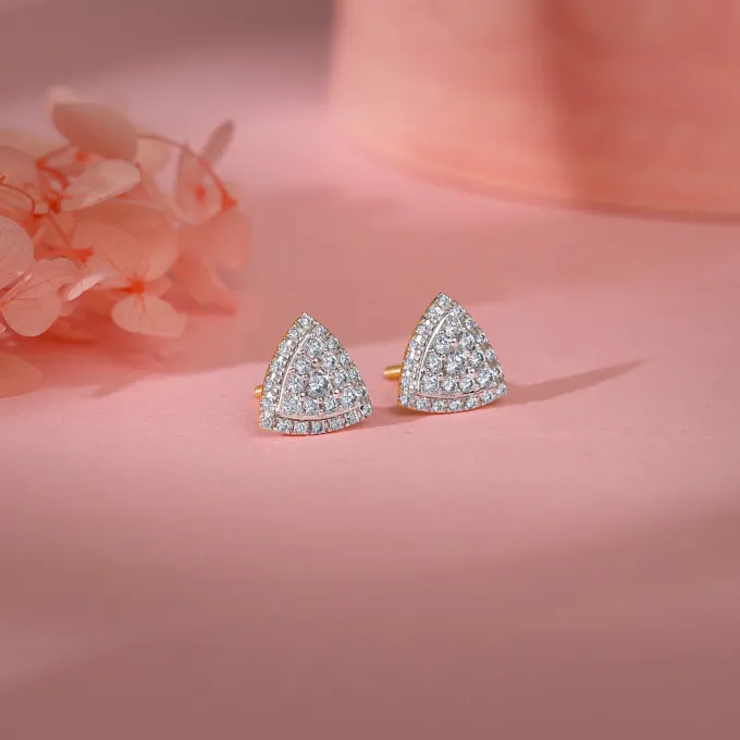 Gold Glitter Punch Diamond Earrings