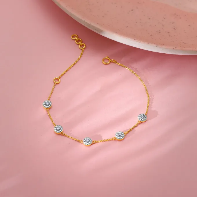 Gold Gorgeous Cluster Diamond Bracelet