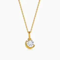 Gold Graceful Moon Lab Grown Diamond Pendant