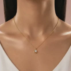 Gold Graceful Moon Lab Grown Diamond Pendant