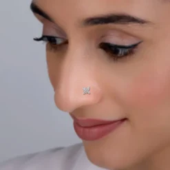 Gold Graceful Orchid Diamond Nose Pin