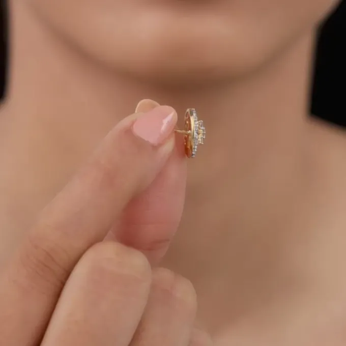 Gold Graceful Wheel Lab Grown Diamond Studs