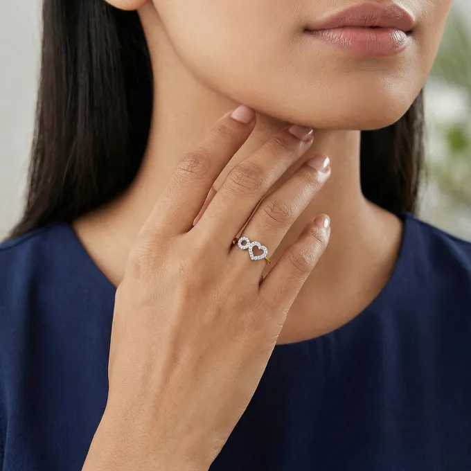 Gold Heart And Halo Lab Grown Diamond Ring (Size 12)