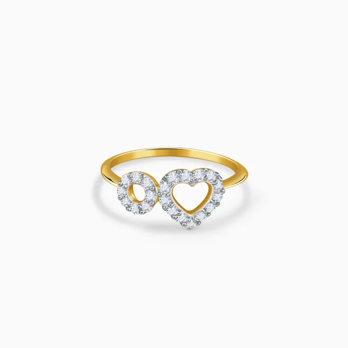 Gold Heart And Halo Lab Grown Diamond Ring (Size 12)
