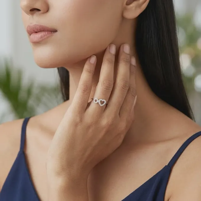 Gold Heart And Halo Lab Grown Diamond Ring (Size 12)